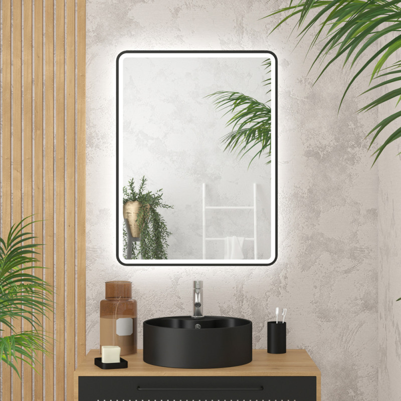 Miroir LED Start noir 60 x 80 cm AURLANE Miroir LED Start noir 60 x 80 cm AURLANE