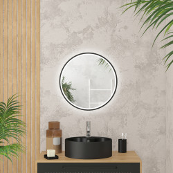Miroir LED Start noir Ø 50 cm AURLANE