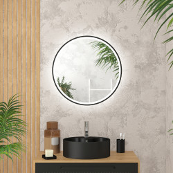 Miroir LED Start noir Ø 60 cm AURLANE