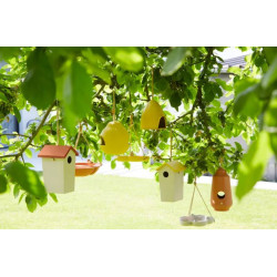 Nichoir pour oiseaux taupe et ocre 17,8 x 14,3 x 15,5 cm POINT VIRGULE