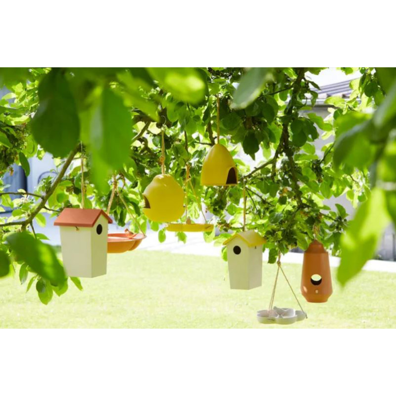 Nichoir pour oiseaux taupe et ocre 17,8 x 14,3 x 15,5 cm POINT VIRGULE