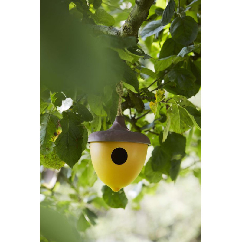 Nichoir pour oiseaux ocre et taupe Ø 16,4 x 18,7 cm POINT VIRGULE