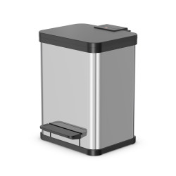 Poubelle de tri à pédale Oko Duo Plus M inox 2 x 9 L HAILO