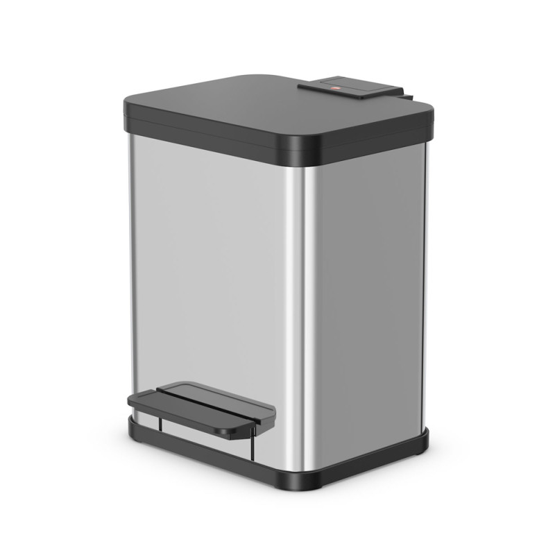 Poubelle de tri à pédale Oko Duo Plus M inox 2 x 9 L HAILO