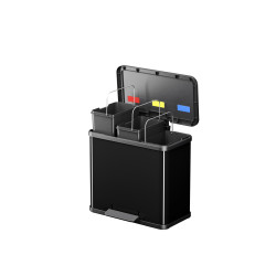 Poubelle de tri à pédale Oko Trio Plus L noire 3 x 9 L HAILO