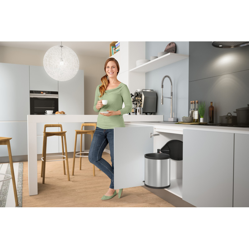 Poubelle à encastrer Compact-Box M inox 15 L HAILO Poubelle à encastrer Compact-Box M inox 15 L HAILO