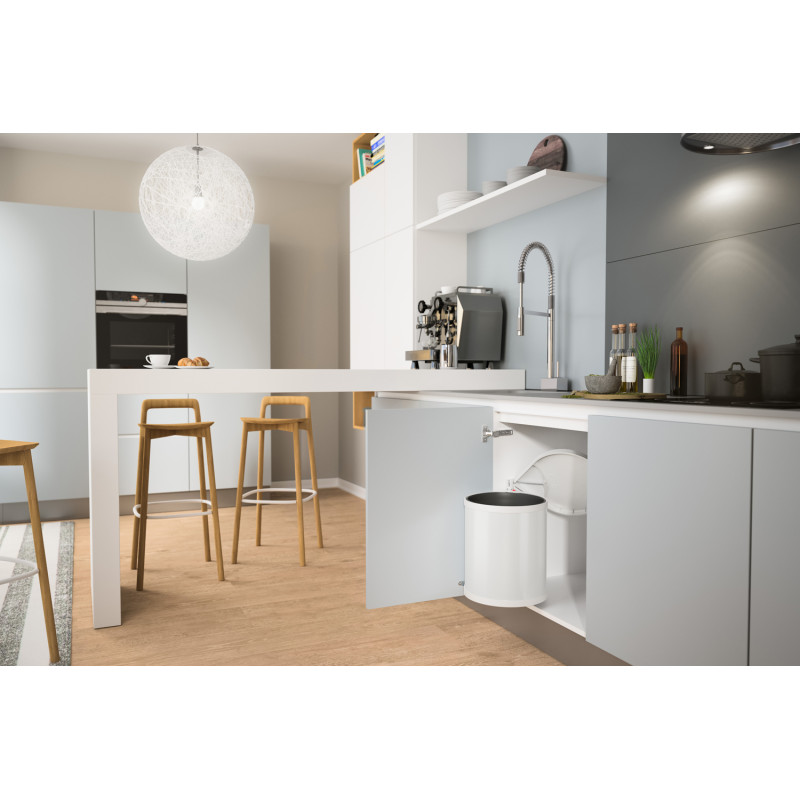 Poubelle à encastrer Compact-Box M blanche 15 L HAILO