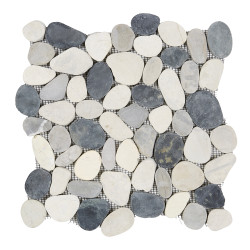 Carrelage Mosaïque Galets Blanc Gris 30x30 – Élégance Intemporelle | MAT INTER