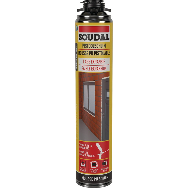 Mousse Pu pistolable Faible Expansion 0,75 L SOUDAL