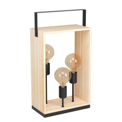 Lampe de table Famborough bois naturel et noire E27 3 × 40 W EGLO