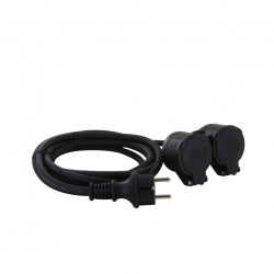 Allonge électrique à double tête 3 x 1,5 mm² 5 m noire CHACON Allonge électrique à double tête 3 x 1,5 mm² 5 m noire CHACON