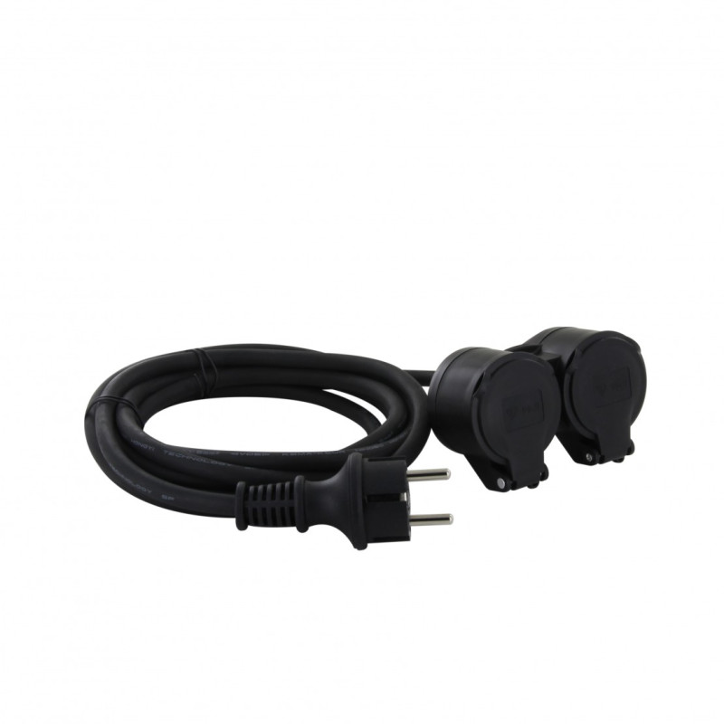 Allonge électrique à double tête 3 x 1,5 mm² 5 m noire CHACON Allonge électrique à double tête 3 x 1,5 mm² 5 m noire CHACON