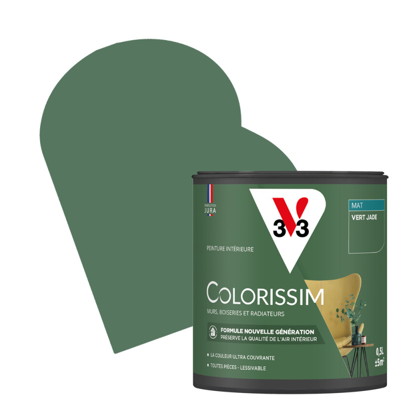 Peinture pour murs Colorissim vert jade mat 0,5 L V33