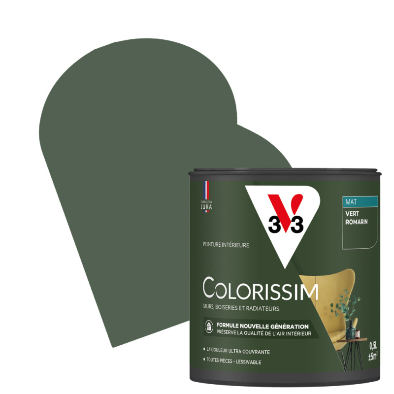 Peinture pour murs Colorissim vert romarin mat 0,5 L V33