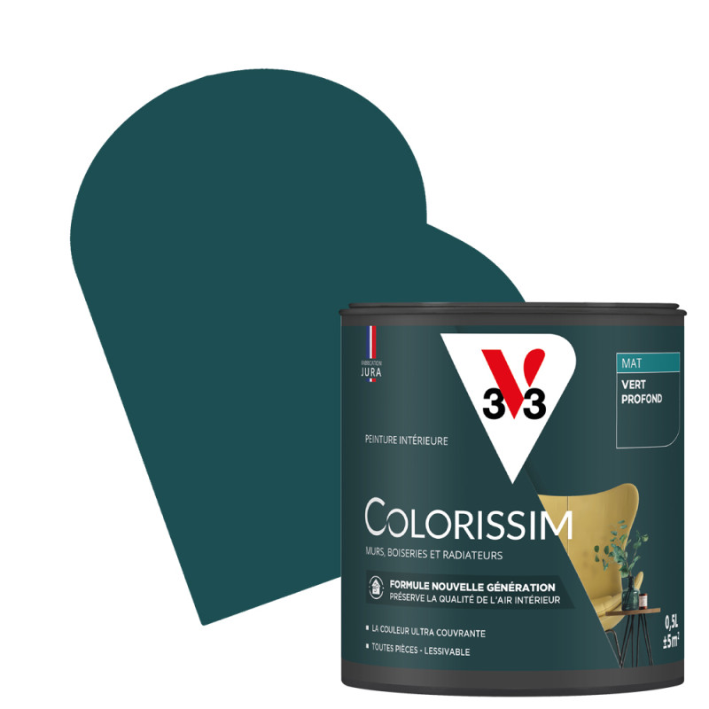 Peinture pour murs Colorissim vert profond mat 0,5 L V33