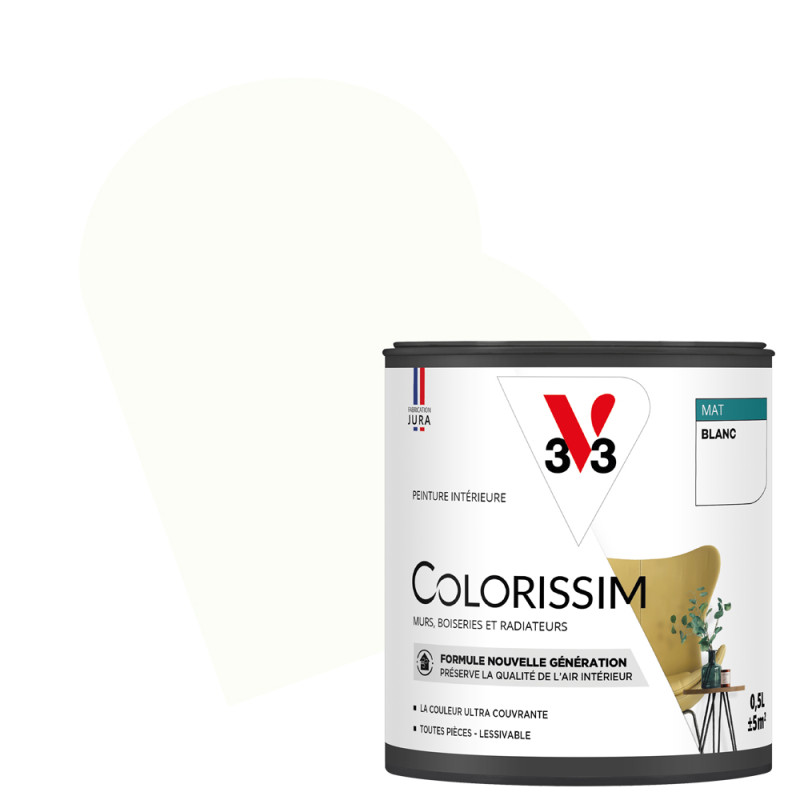 Peinture pour murs Colorissim blanc mat 0,5 L V33