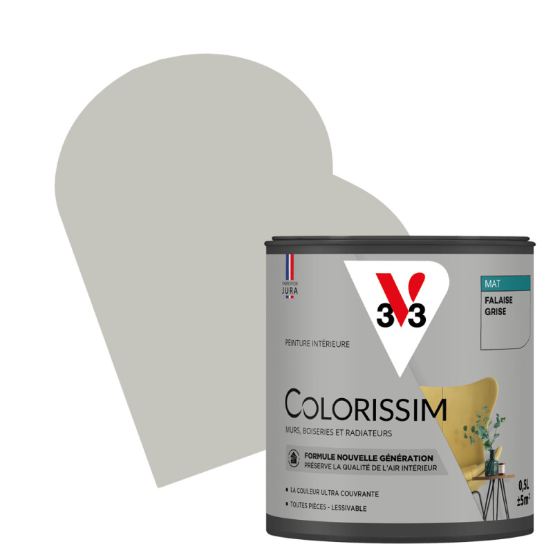 Peinture pour murs Colorissim falaise grise mat 0,5 L V33