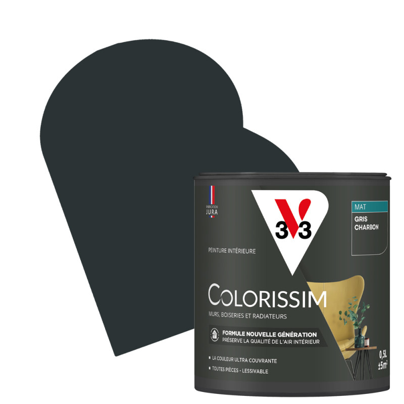 Peinture pour murs Colorissim gris charbon mat 0,5 L V33