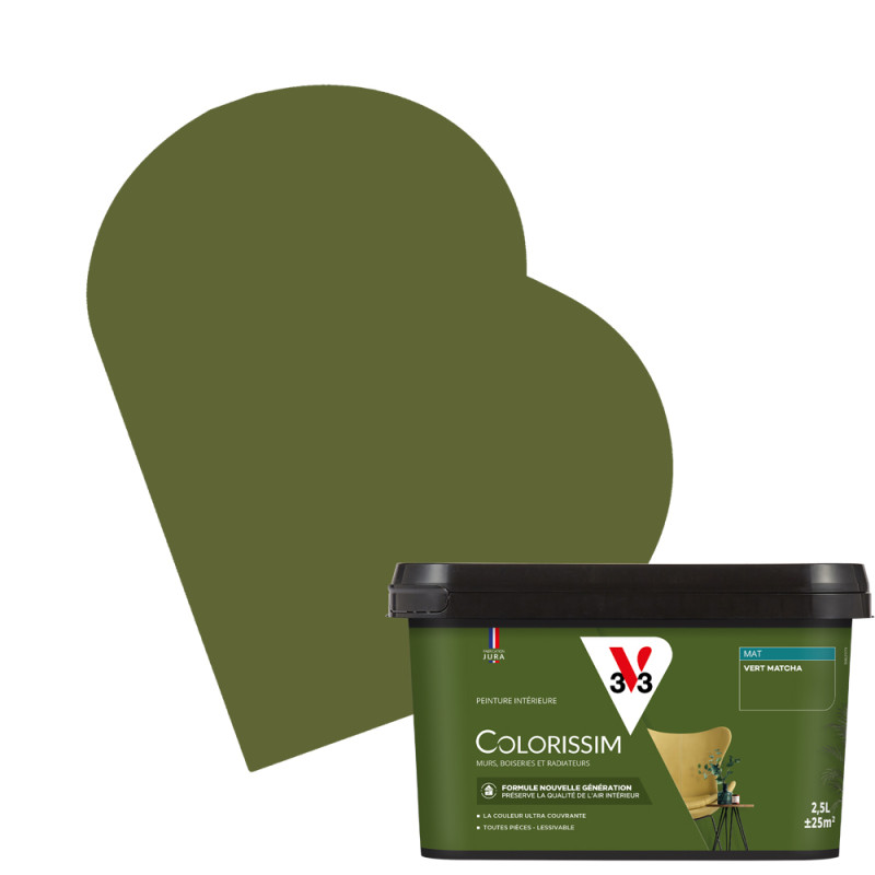 Peinture pour murs Colorissim vert matcha mat 2,5 L V33