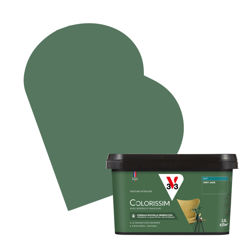 Peinture pour murs Colorissim vert jade mat 2,5 L V33