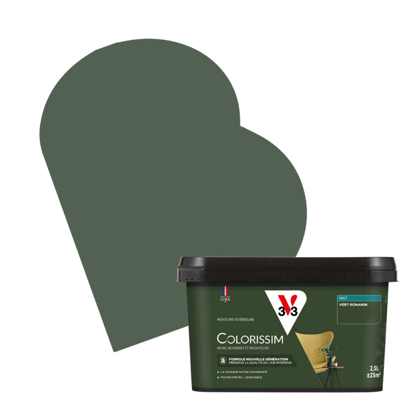 Peinture pour murs Colorissim vert romarin mat 2,5 L V33