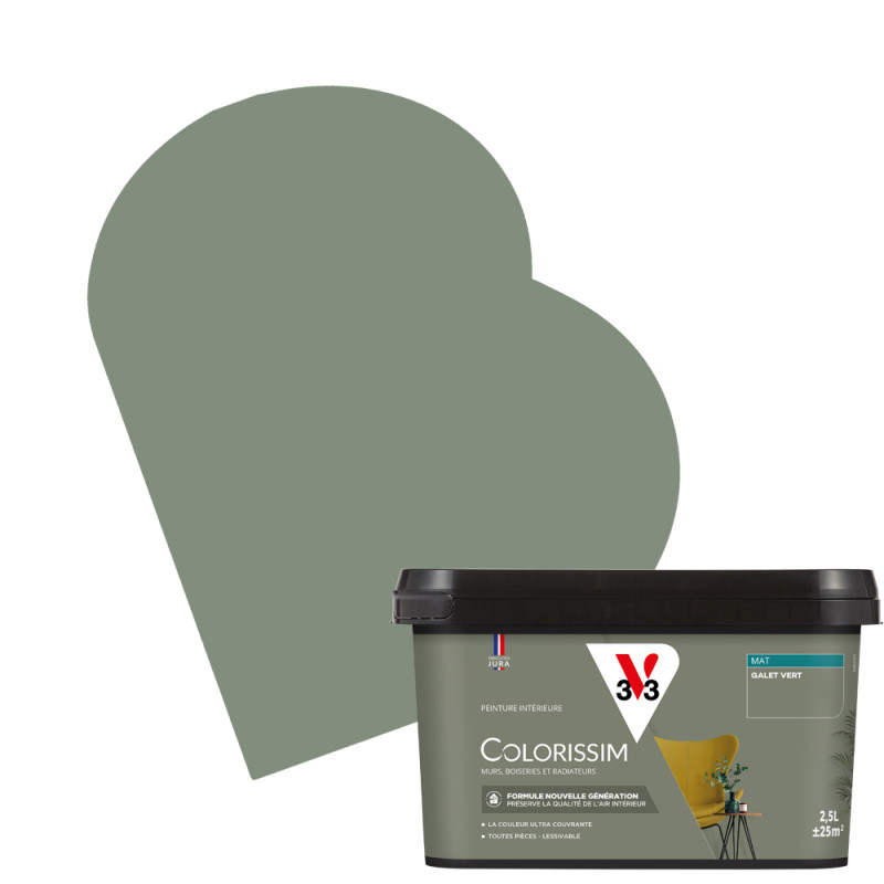 Peinture pour murs Colorissim galet vert mat 2,5 L V33