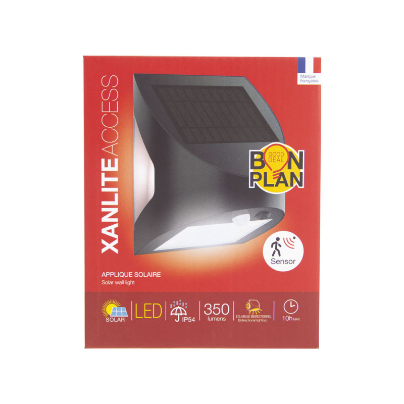 Applique solaire LED noire XANLITE