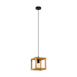 Suspension Blackcrown 1 noire et bois E27 40 W EGLO