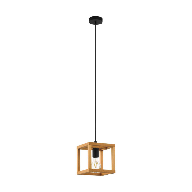 Suspension Blackcrown 1 noire et bois E27 40 W EGLO