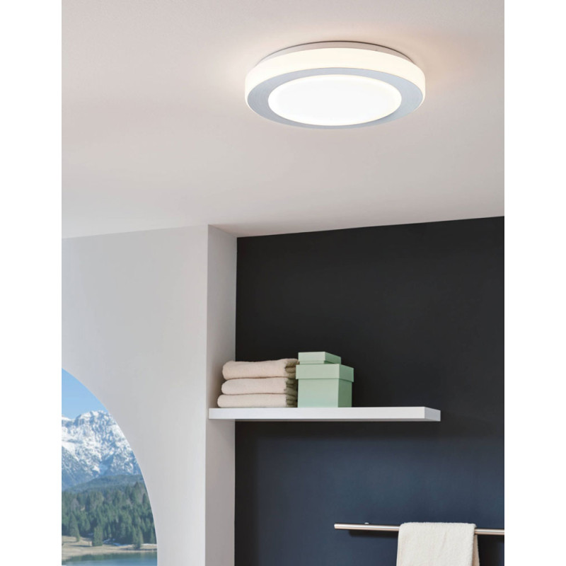 Plafonnier LED Capri blanc et aluminium brossé Ø 30 cm 3 × 3,6 W EGLO Plafonnier LED Capri blanc et aluminium brossé Ø 30 cm 3 × 3,6 W EGLO