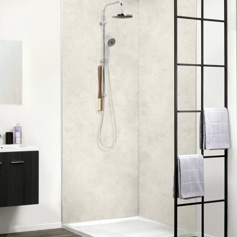 Panneau Douche PVC Ciment Clair DUMAWALL XL 260x120cm | DUMAWALL XL Panneau Douche PVC Ciment Clair DUMAWALL XL 260x120cm | DUMAWALL XL