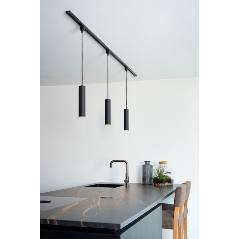 Suspension LED Track Floris noire dimmable Ø 5,6 cm GU10 50 W LUCIDE