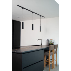 Suspension LED Track Floris noire dimmable Ø 5,6 cm GU10 50 W LUCIDE