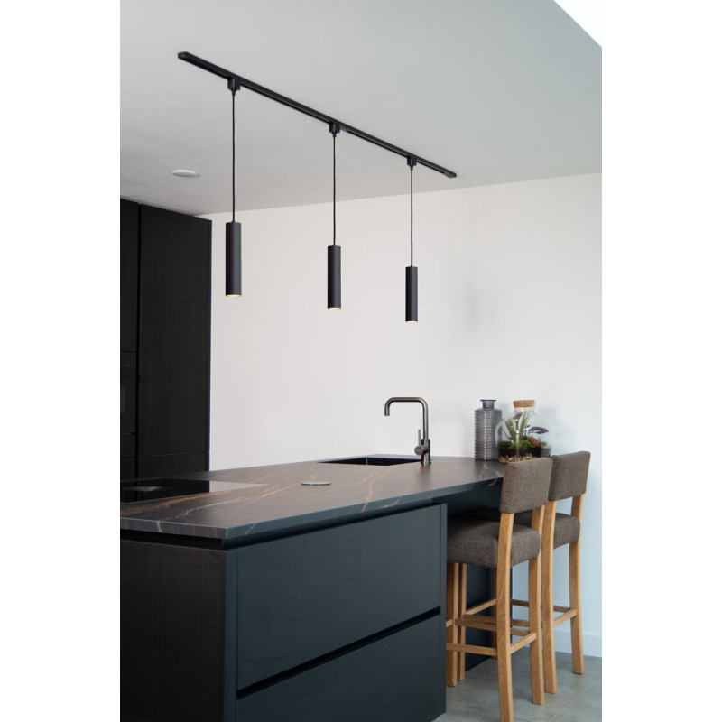 Suspension LED Track Floris noire dimmable Ø 5,6 cm GU10 50 W LUCIDE