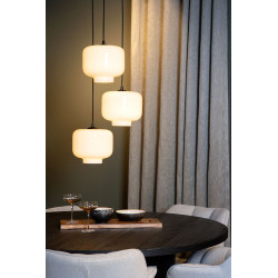 Suspension Medine noire et blanche Ø 46 cm E27 3 × 40 W LUCIDE