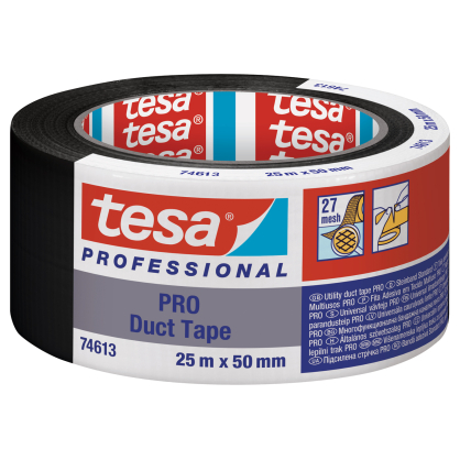 Ruban adhésif toilé Pro Duct Tape noir 50 mm x 25 m TESA
