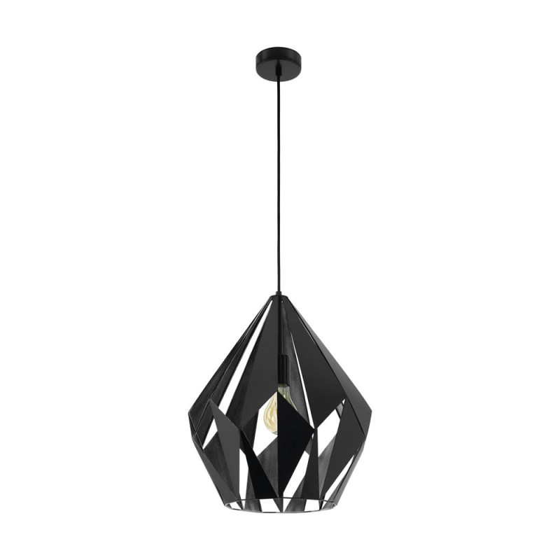 Suspension Carlton 1 noire et argent Ø 38,5 cm E27 60 W EGLO