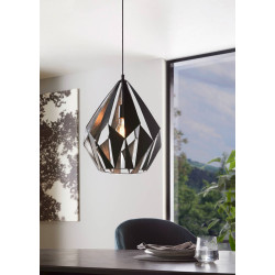 Suspension Carlton 1 noire et argent Ø 38,5 cm E27 60 W EGLO Suspension Carlton 1 noire et argent Ø 38,5 cm E27 60 W EGLO