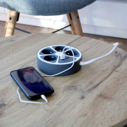 Multiprise Power Circle 4 prises 2 USB gris 1,5 m CHACON