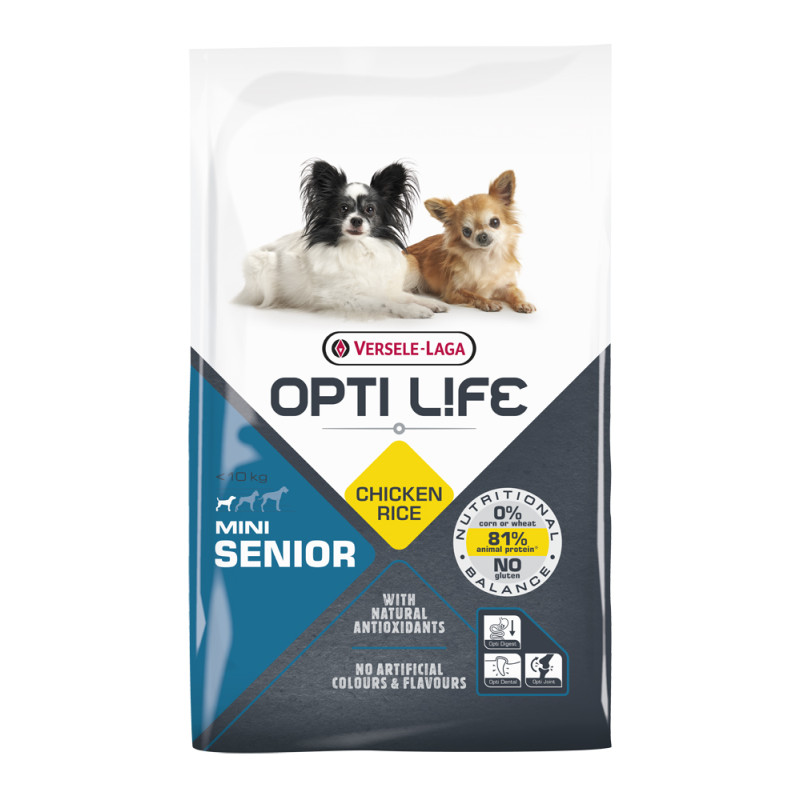 Sac de croquettes pour chien âgé Mini Opti Life Poulet 7,5 kg