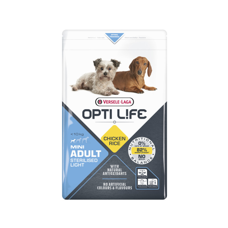 Sac de croquettes pour chien stérilisé Mini Light Opti Life Poulet 2,5 kg