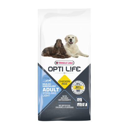 Sac de croquettes pour chien stérilisé Medium et Maxi Light Opti Life Poulet 12,5 kg