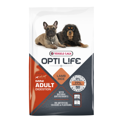 Sac de croquettes pour chien Mini Digestion Opti Life Agneau 7,5 kg