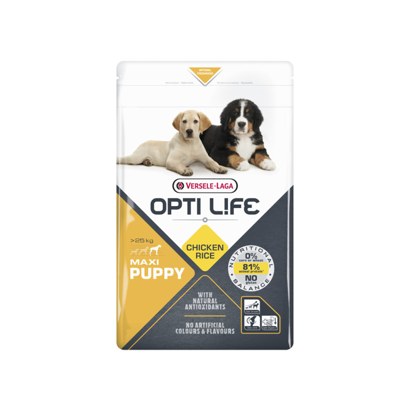 Sac de croquettes pour chiots Maxi Opti Life Poulet 1 kg