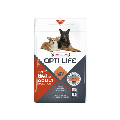 Sac de croquettes pour chien Medium et Maxi Digestion Opti Life Agneau 1 kg