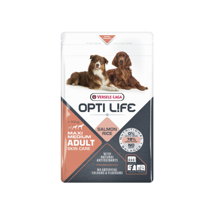 Sac de croquettes pour chien Medium et Maxi Soin du pelage Opti Life Saumon 1 kg