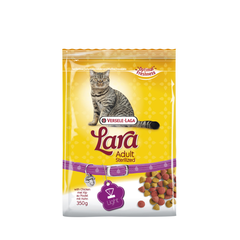 Sac de croquettes pour chat adulte stérilisé au poulet 350 g LARA