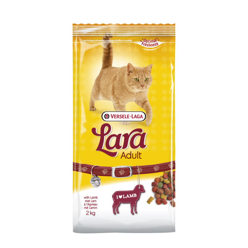 Sac de croquettes pour chat adulte à l'agneau 2 kg LARA