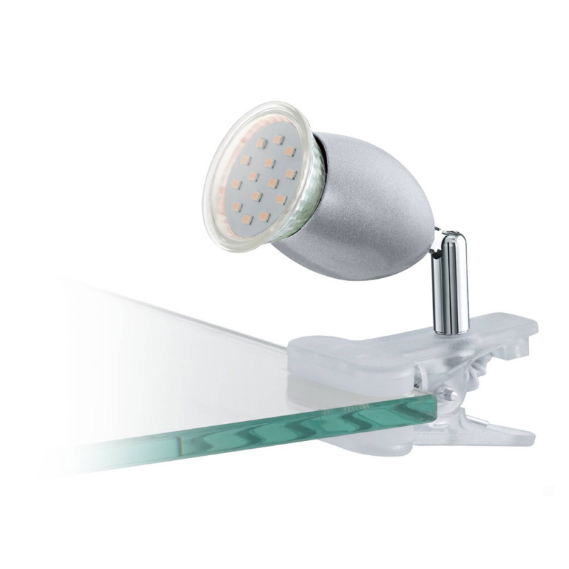 Spot à pince LED Banny 1 transparent et chrome GU10 3 W EGLO