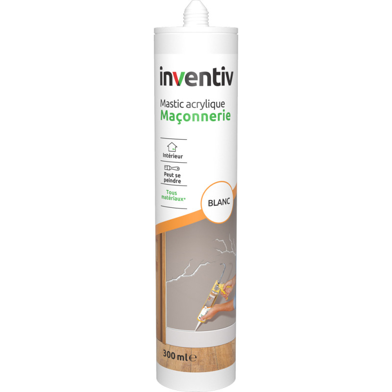 Mastic acrylique pour maçonnerie blanc 0,3 L INVENTIV